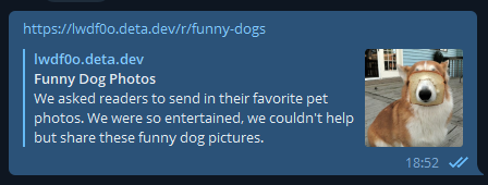 Screenshot of the Telegram Link Preview